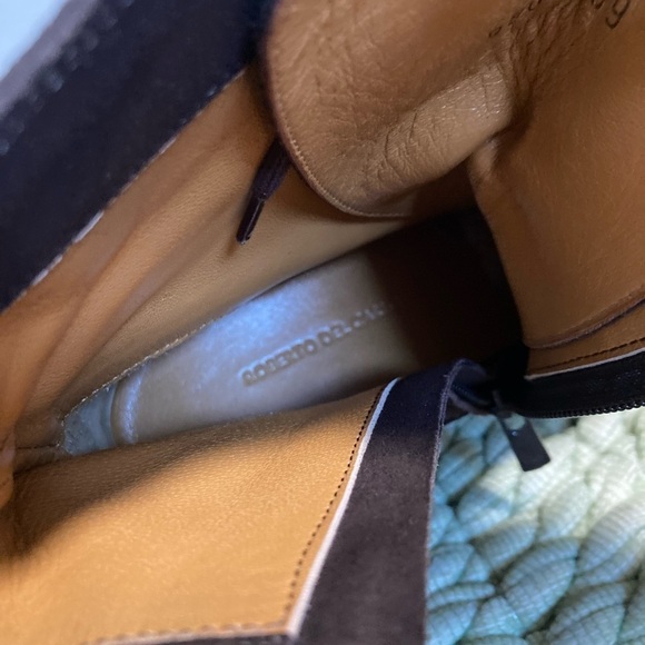 Roberto Del Carlo Chocolate Brown Suede Lace Up Hidden Wedge Crepe Boots NWOB - Picture 7 of 10